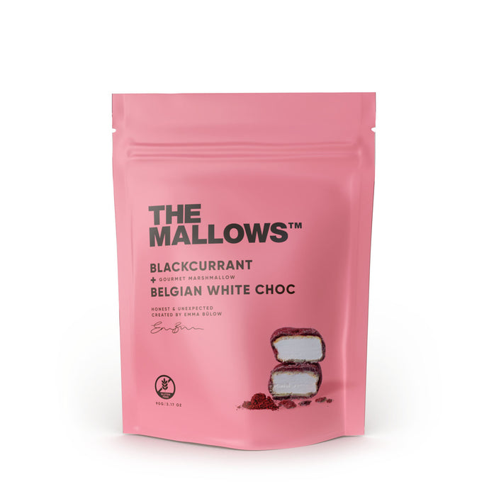 The Mallows, BLACKCURRANT & WHITE CHOC – SKUMFIDUSER MED SOLBÆR & HVID CHOKOLADE